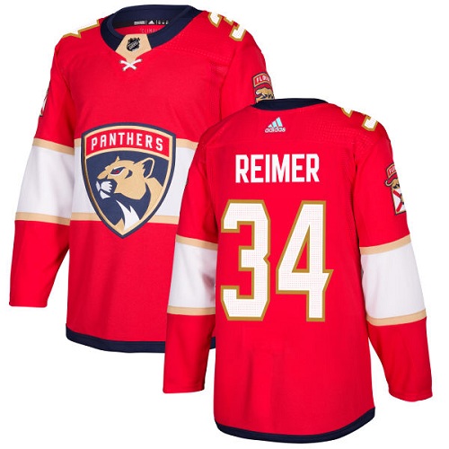 Adidas Florida Panthers #34 James Reimer Red Home Authentic Stitched Youth NHL Jersey->youth nhl jersey->Youth Jersey